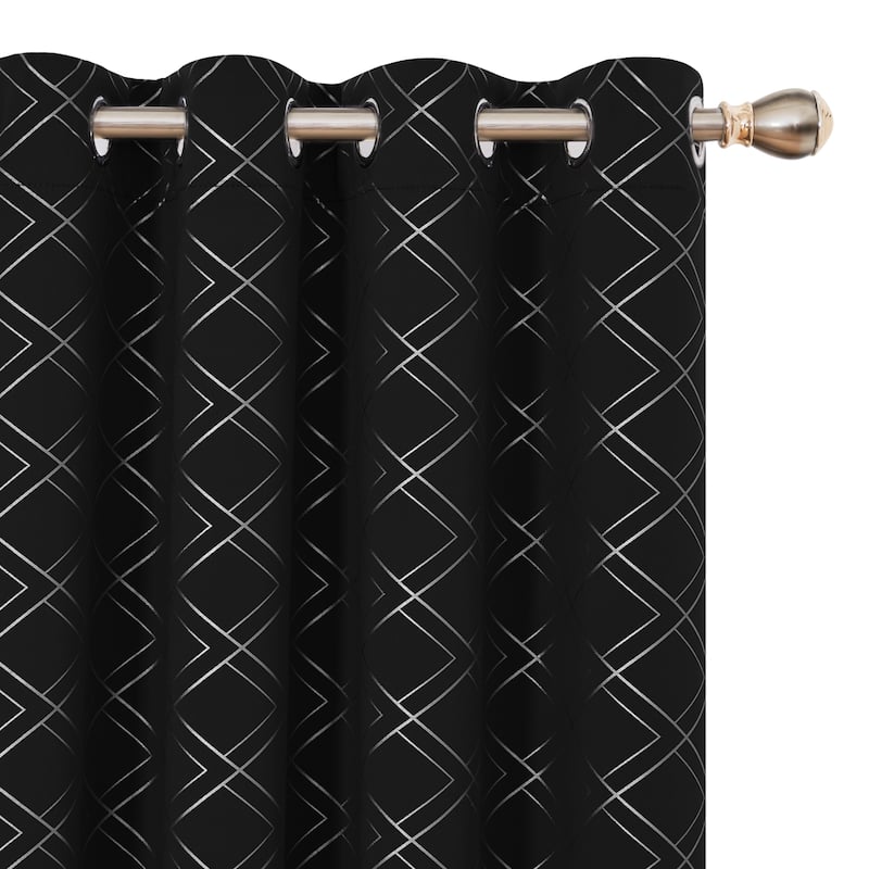 Deconovo Silver Geometric Curtain Panel Pair(2 Panel)