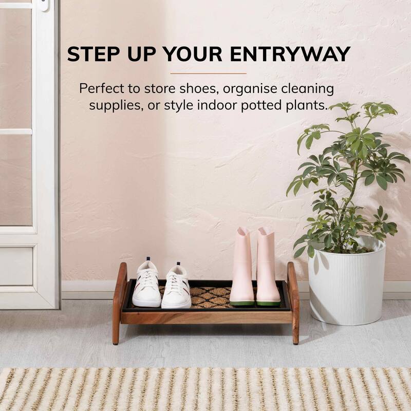 Jani Single-Tier Natural Stand 2-Pair Rubber Boot Tray