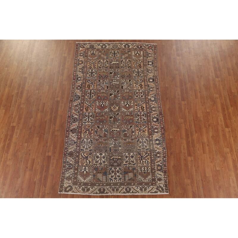 Garden Design Bakhtiari Persian Vintage Rug Hand-knotted Wool Carpet - 5'4" x 9'6"
