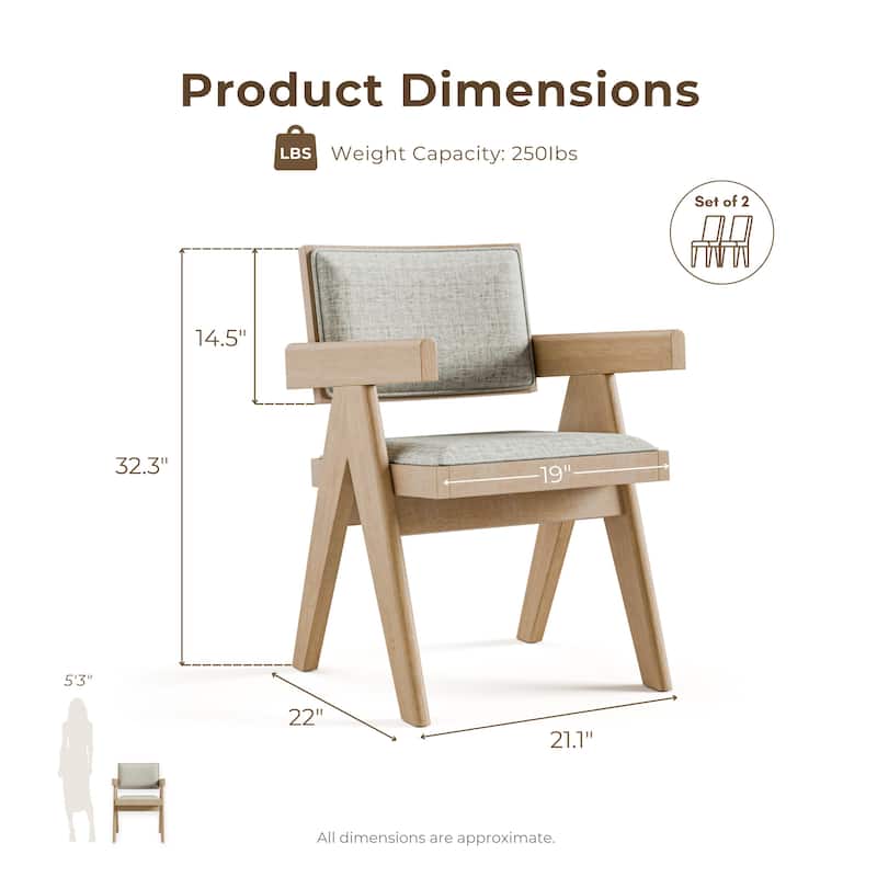 Furniture of America Rockinwel Modern Natural Oak Wood Upholstered Dining Chairs (Set of 2)