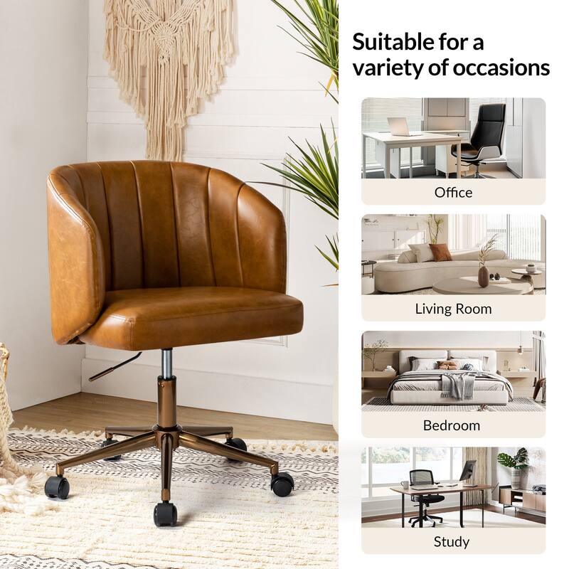Gia Mid-century Modern Vegan Leather Ergonomic Office Chair by HULALA HOME