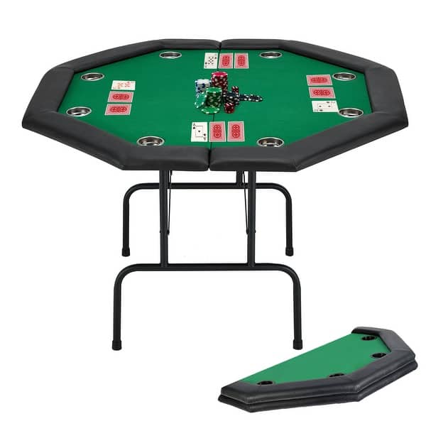 slide 2 of 15, AVAWING 8 Players Game Poker Table Casino Leisure Green