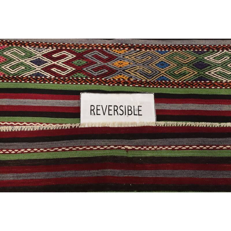 Hand Woven Oriental 100% Wool Carpet Southwestern Tribal Multi-Colored Kilim Area Rug - 10' 2'' X 5' 7''