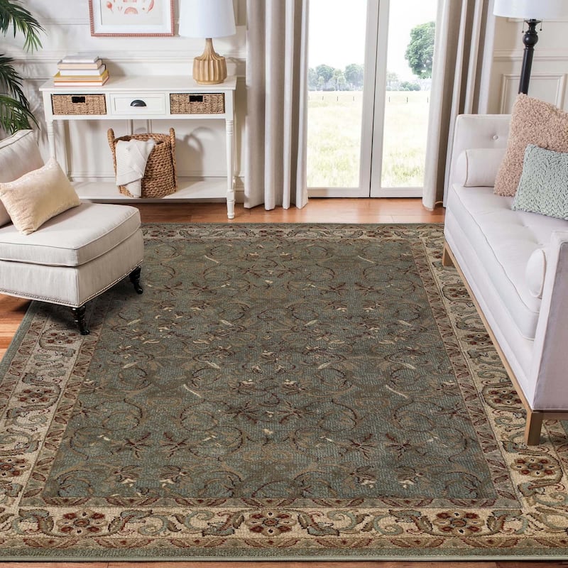 Superior Heritage Traditional Floral Scroll Indoor Area Rug - 8' x 10' - Dark Green