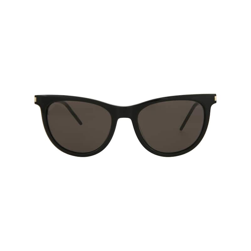 Saint Laurent Cat Eye-Frame Acetate Sunglasses - Black Silver Black - Black - Black Lens