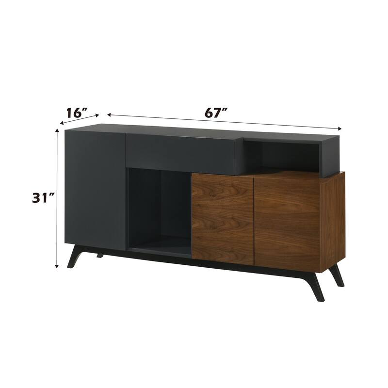 Destin Ceramic & Walnut Finish Server - Walnut+black