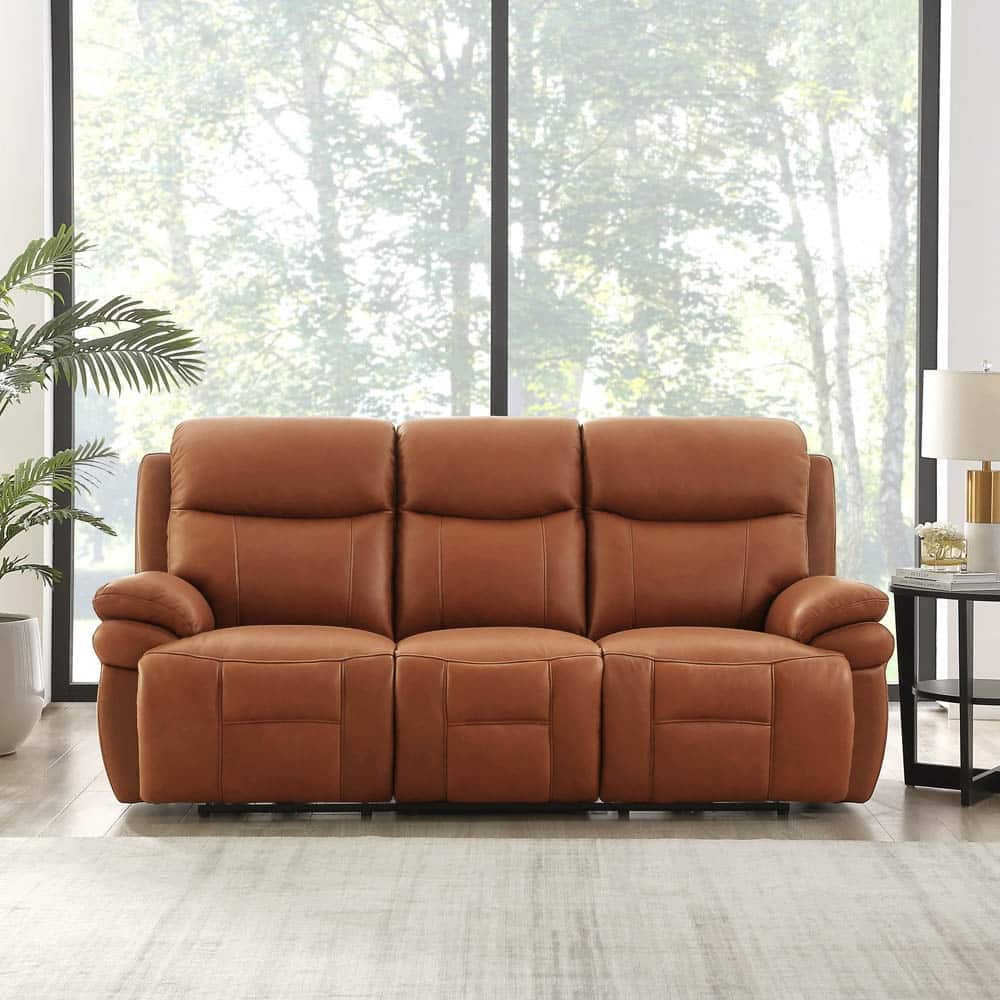 Hydeline Springdale Zero Gravity Power Recline and Headrest Top Grain Leather Sofa