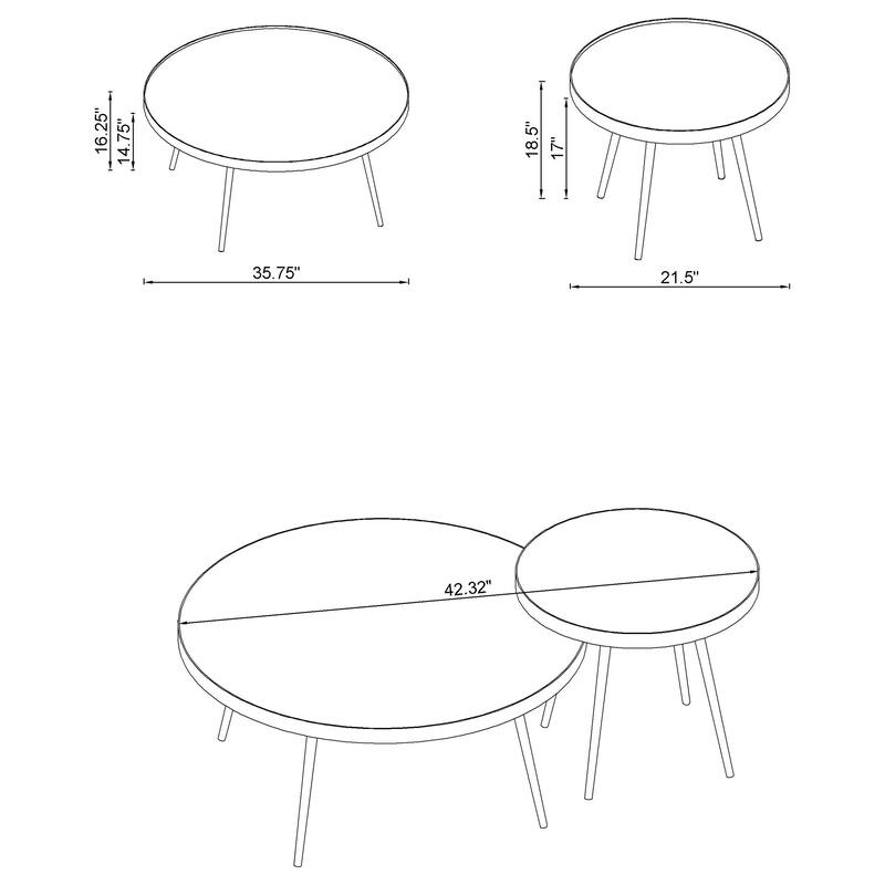 Kaelyn 2-Piece Round Mirror Top Nesting Coffee Table