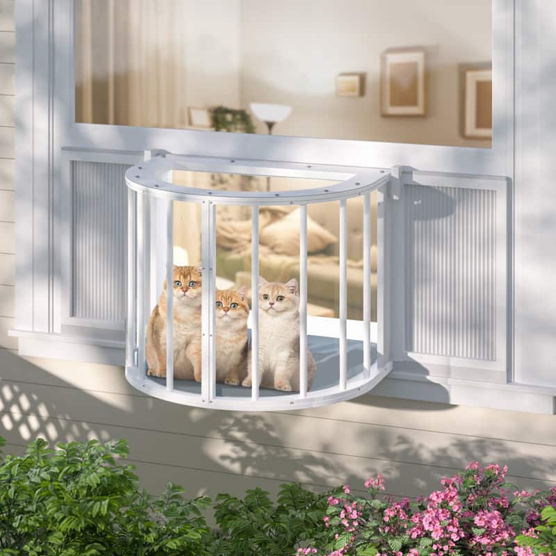 VEIKOUS Premium Cat Window Perch Box, 360° View Outdoor Catio Enclosure with Sunroof
