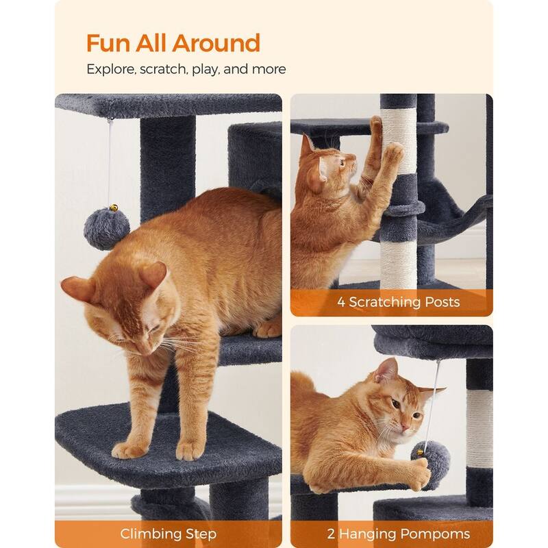 Plush Multi-Level Cat Tree with Sisal-Covered Scratching Posts and Cozy Hideouts for Indoor Cats