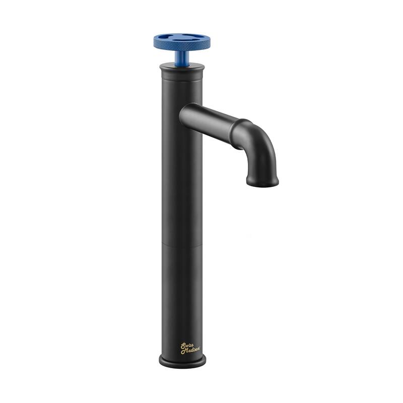 Swiss Madison SM-BF84 Avallon 1.2 GPM Single Hole Bathroom Faucet - Matte Black / Blue