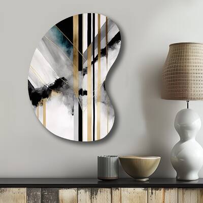 Designart - Abstract Geode Geometric Black And Gold I - Abstract Geometric Metal Wall Decor - Metal Boom Shape Print