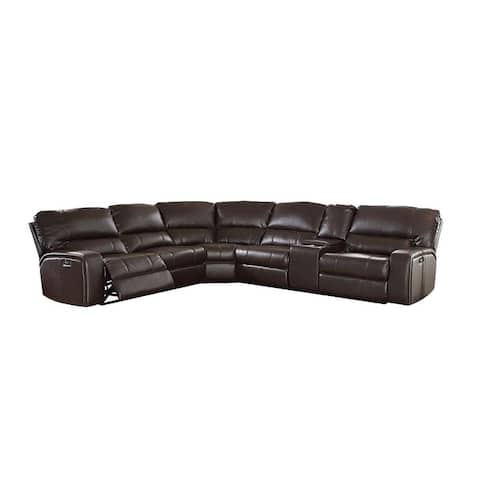 ACME Saul Espresso Leather-Aire Sectional Sofa with Power Motion