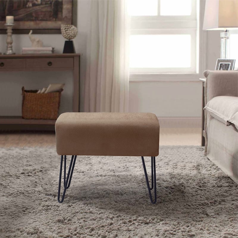 Serenta Milliken Plush Ottoman, 19" x 13" x 17" H