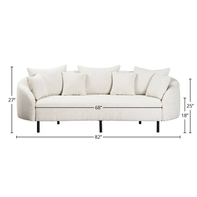 Caleb 82-inch Diameter Rounded Arm Sofa with Boucle Upholstery, Cream