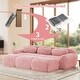 preview thumbnail 8 of 9, FurnitureR 3-Seat Plush Modular Sofa with Movable Ottoman, No Assembly Lounge Couch, Pink