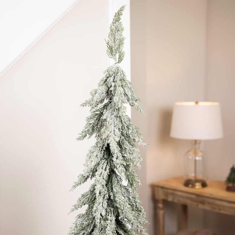 Slim Flocked Downswept Norfolk Pine Artificial Christmas Tree - 5.5' - Unlit