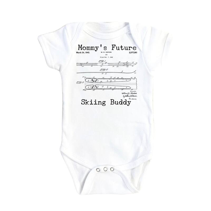 Skiing Patent - Baby Boy Girl Clothes Infant Bodysuit Funny Cute Newborn - Natural - 0-3M