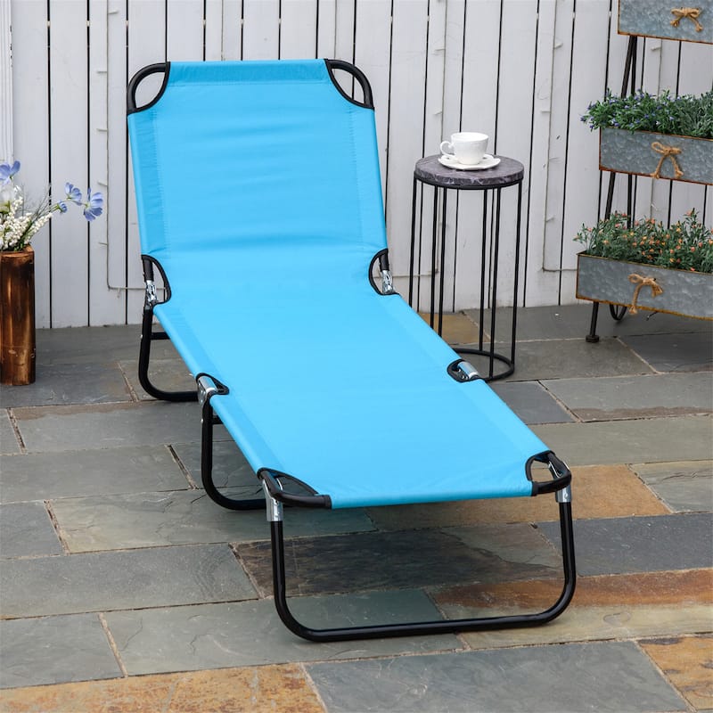 Folding Lounge Pool Chairs with 5-Level Reclining Back,Steel Frame