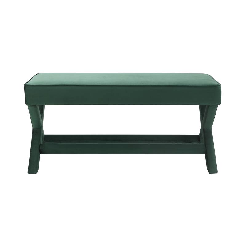 Comfort Double Bench Upholstered in Velvet Fabric,Stool with Stylish X-Crossed Legs,Comfort Cushion with Piping