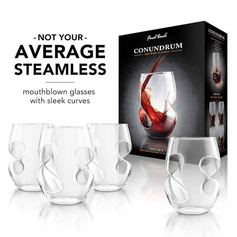 Final Touch Set of 4 Conundrum Red Wine Glasses - 16 oz
