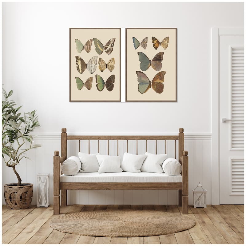 Kate and Laurel Exotische schmetterlinge Otto Staudinger 2 Piece Framed Canvas Wall Art Set by Nostalgia Prints
