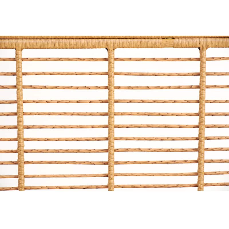 Christopher Knight Home - Marlowe Rattan Bed with Metal Frame and Wingback Design