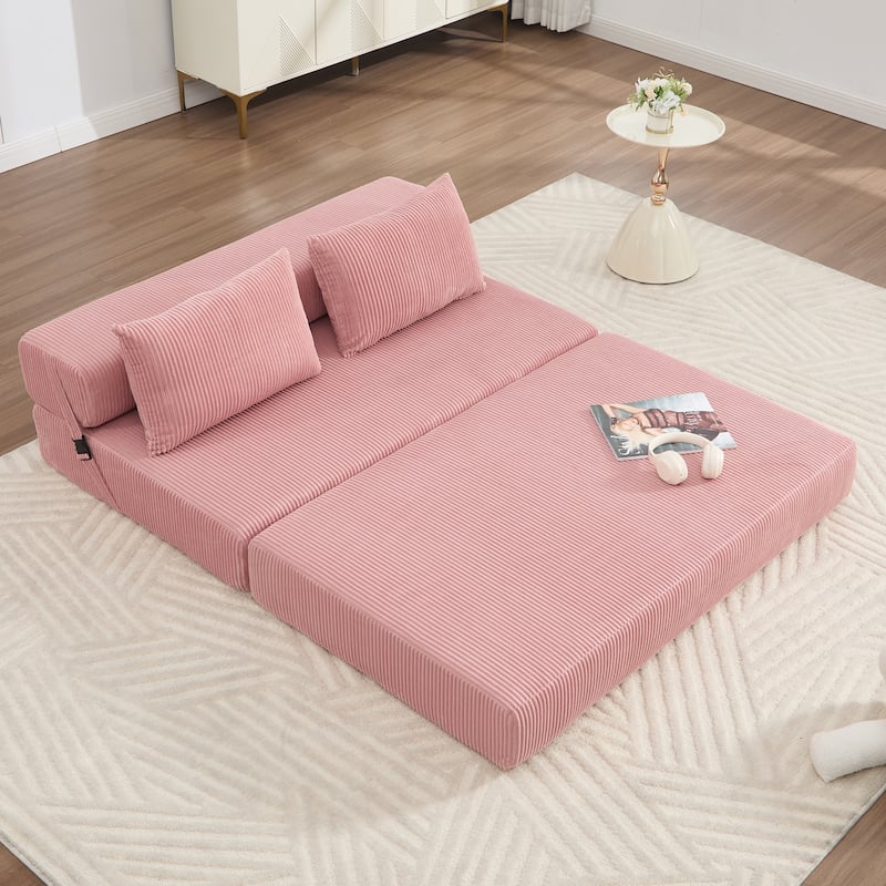 Rossetta Contemporary Square Space-Adaptive Foldable Design Corduroy Lasting Comfort Sofa, Easy to Assembly and Store