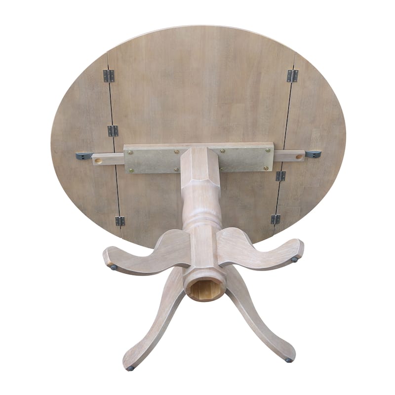 Round Pedestal Base Solid Wood 42-inch Drop-leaf Dining Table