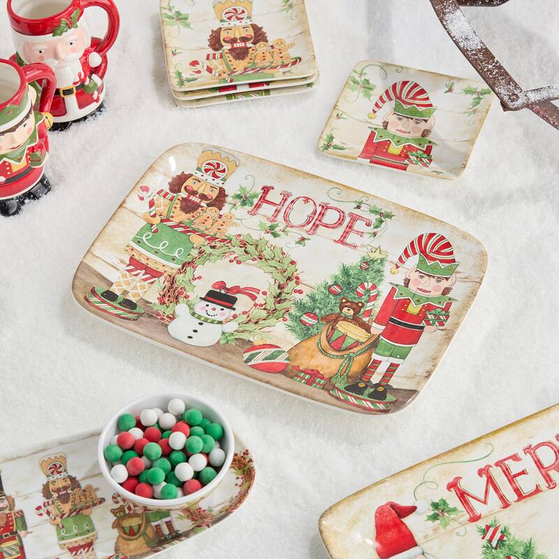 Certifed International Nutcracker Parade Rectangular Platter 14' x 10" - 14 L x 10 W x 1.125 H