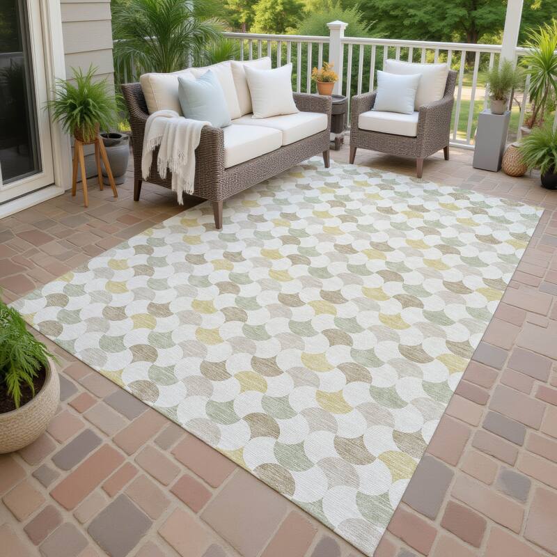 Machine Washable Indoor/ Outdoor Modern Osage Chantille Rug - Ivory - 3' x 5'