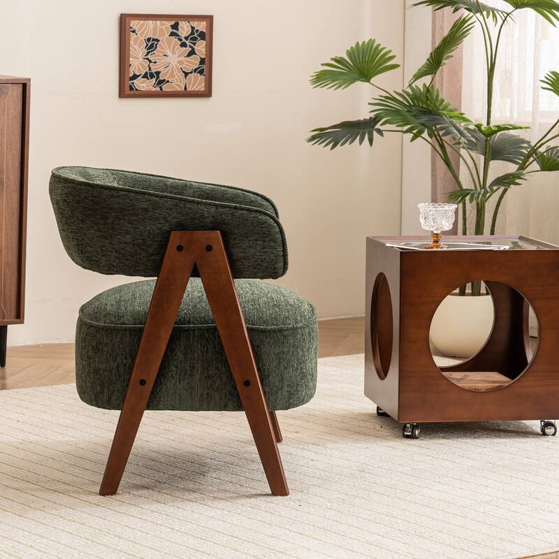 Modern Accent Chair Set of 2, Upholstered Armchair with wooden legs for Living Room, Bedroom