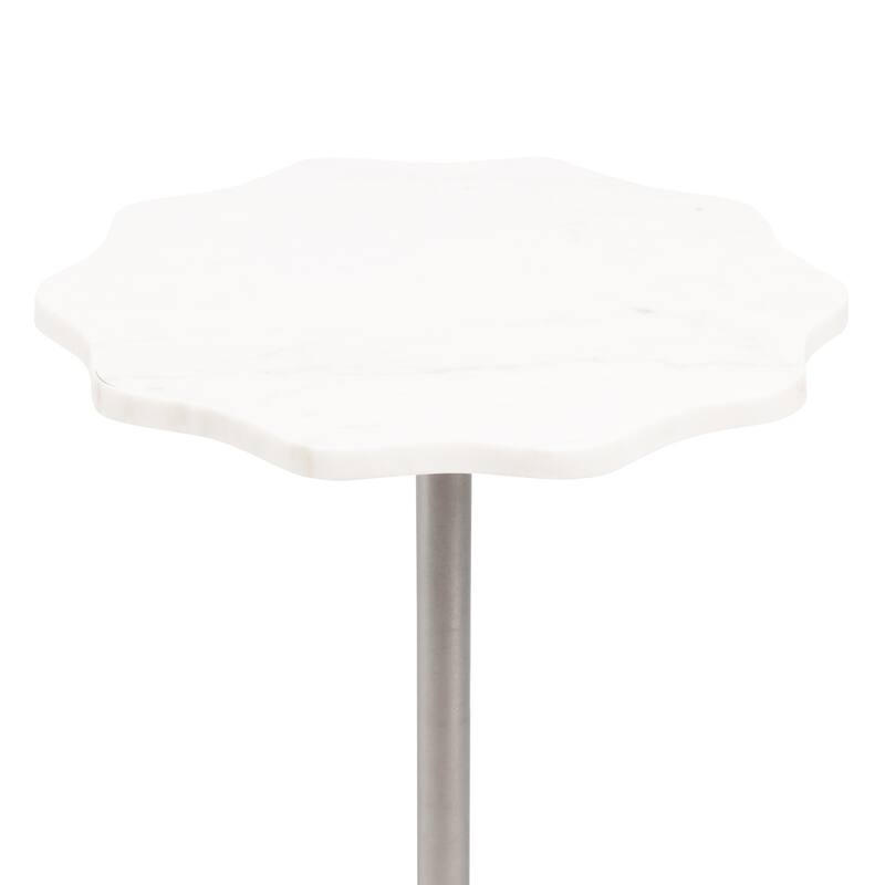 Kate and Laurel Sanzo Scalloped Marble and Metal Drink Table