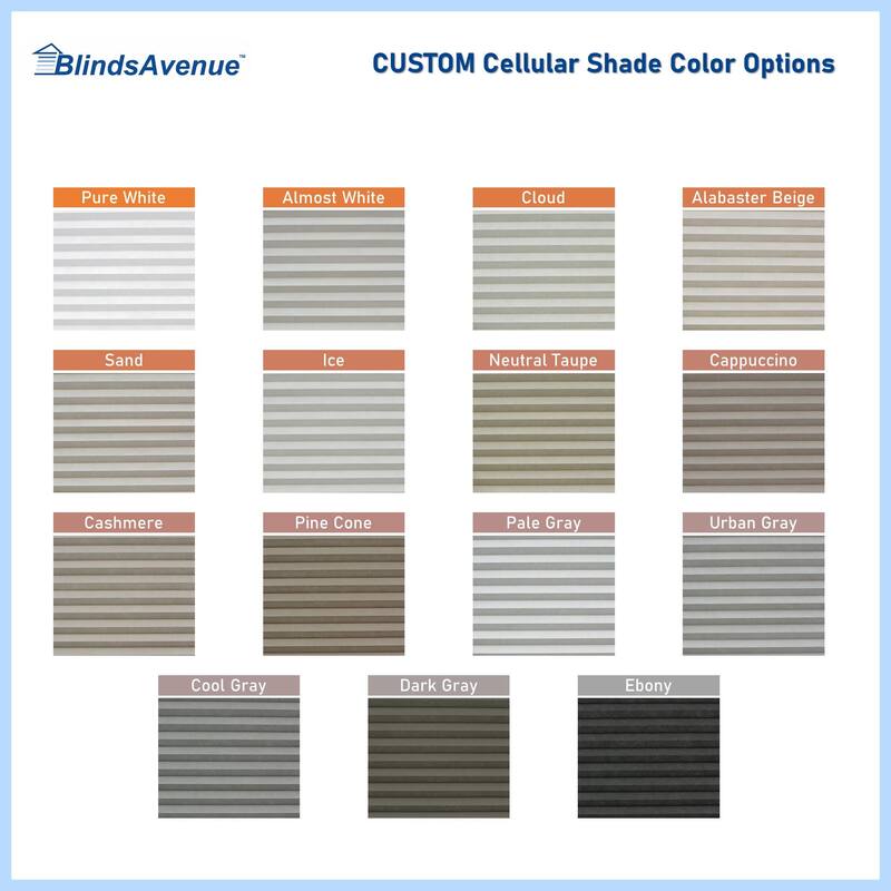 BlindsAvenue Custom 3/4" Pleat, Cordless Cellular Shades, Color Urban Gray, Blackout Fabric
