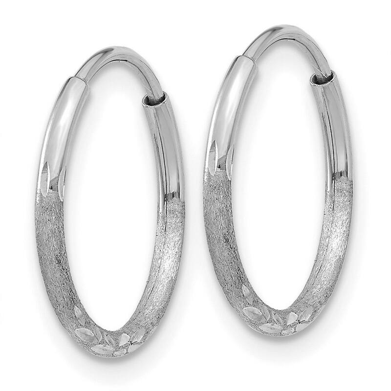 Curata 14k White Gold Sparkle Cut Endless Hoop Earrings - 12x12mm