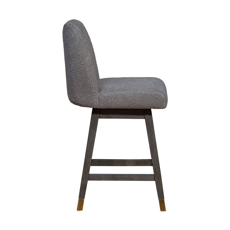 HomeRoots 26" Gray Solid Wood Swivel Bar Chair