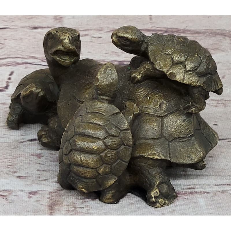 Turtle Family 3 Turtles Bronze Metal Figurine Sculpture Signed Original Art By Milo