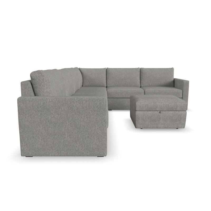 Flex 6-Seat Upholstered Modular Sectional with Storage Ottoman by Flexsteel - 134" x 35" x 103"