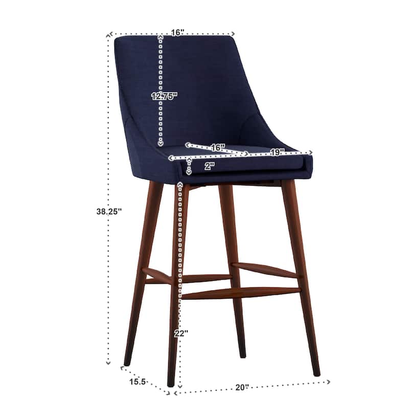 Sasha Espresso Barrel Back Counter Stools (Set of 2) iNSPIRE Q Modern