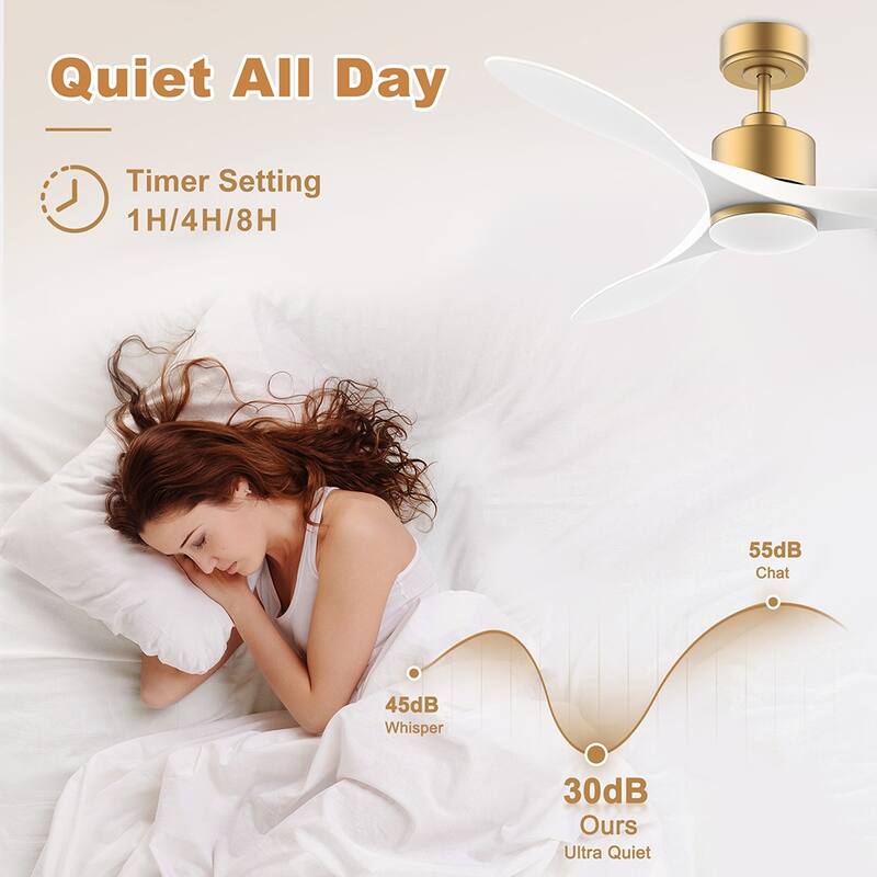 52 in. Smart Outdoor Indoor Gold White Ceiling Fans with LED Lights and Remote, Control with WiFi Alexa APP, High CFM