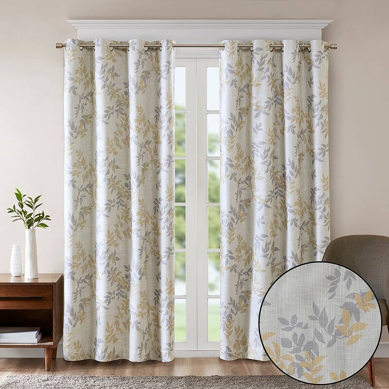 SunSmart April SIngle Printed Botanical Blackout Curtain Panel
