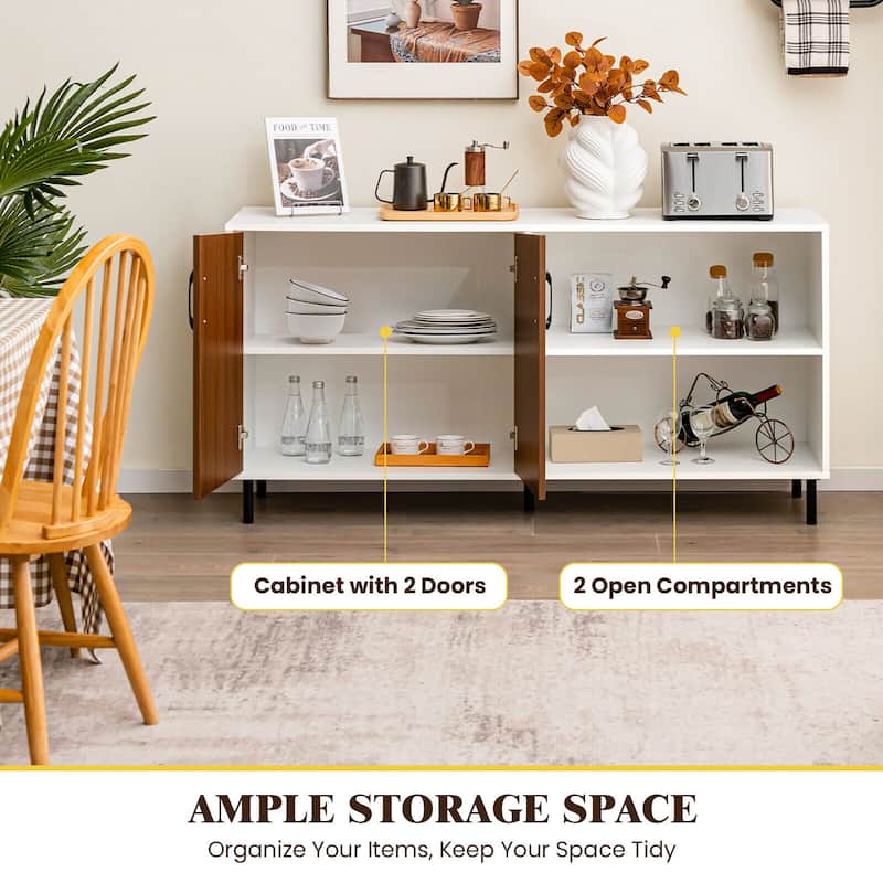 Gymax Modern Buffet Sideboard Kitchen Storage Cabinet w/ 2 Doors &
