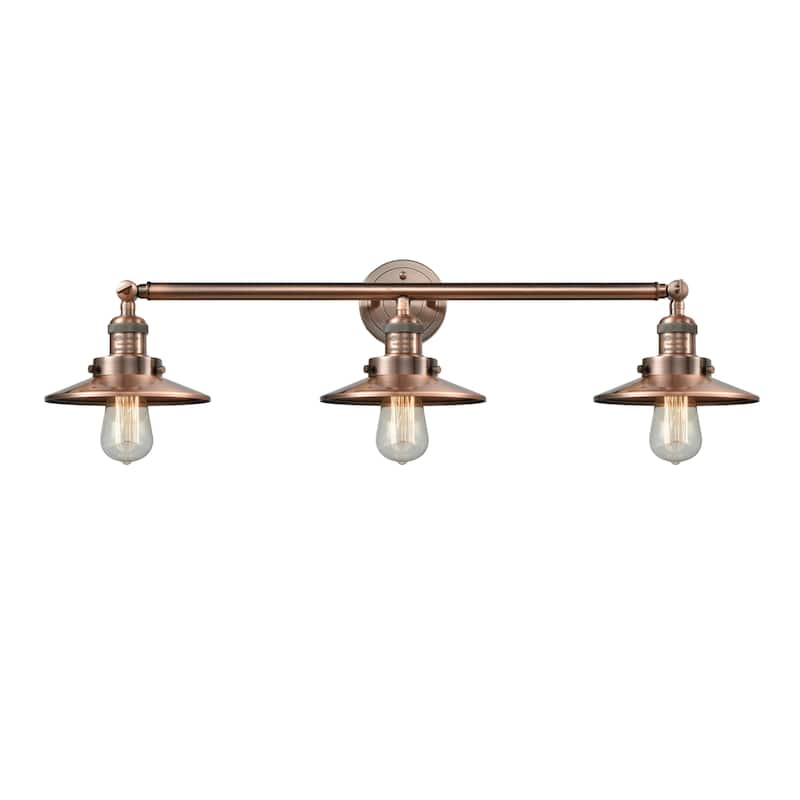 Innovations Lighting Railroad 3 Light 32" Wide Bathroom Vanity Light - Antique Copper / Metal