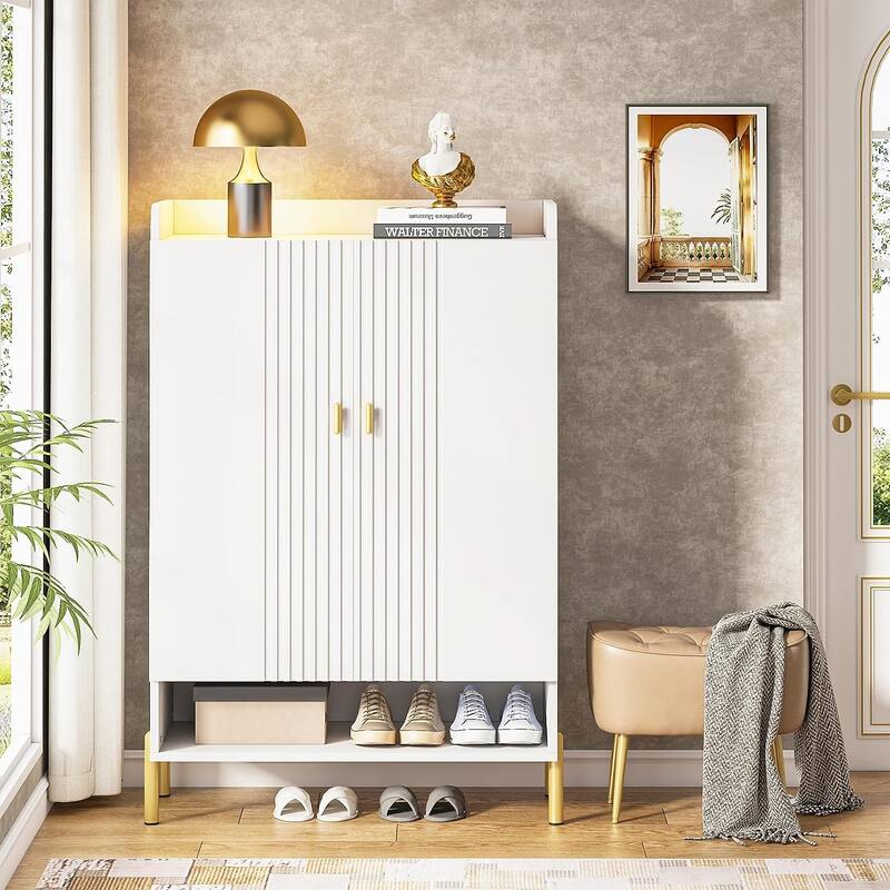 6-tier Slim Shoe Cabinet Storage Entryway for Entryway, Hallway - White
