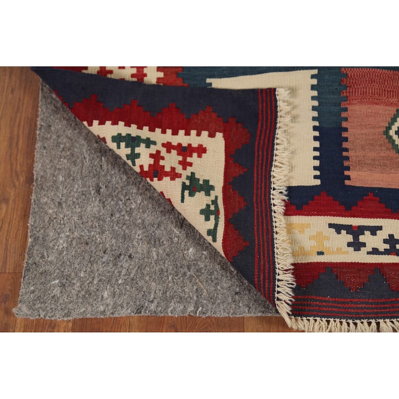 Kilim Qashqai Persian Vintage Rug Hand-Knotted Living Room Wool Carpet - 4'8"x 6'9"