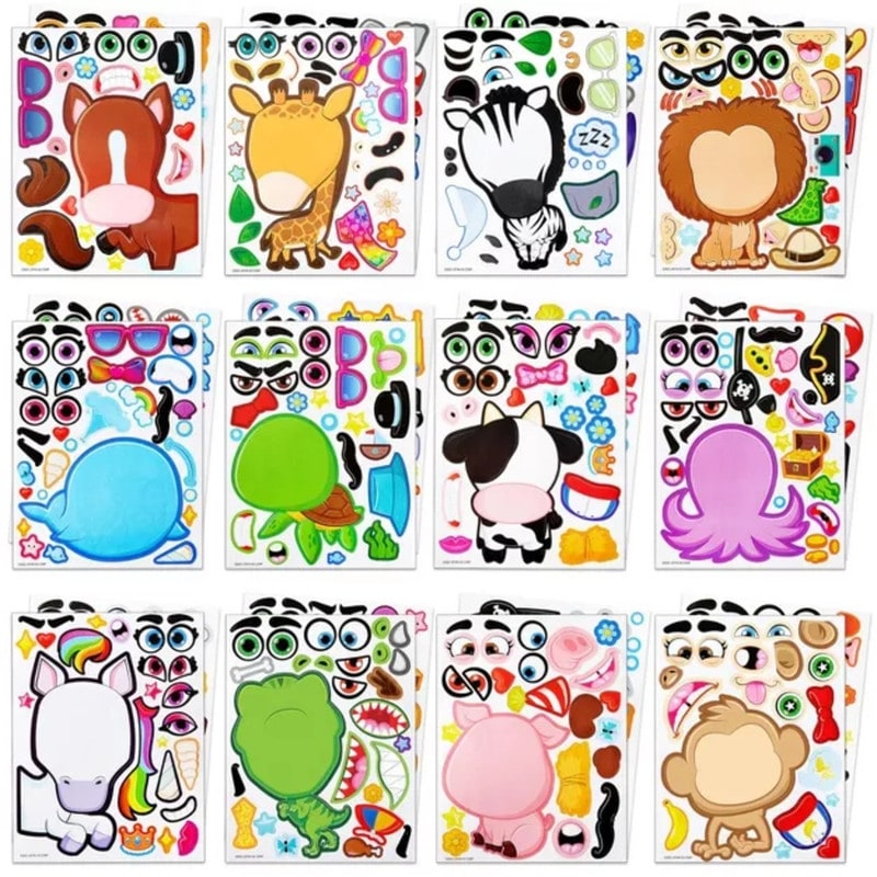 24 Sheets 9"x6" Make a face Stickers