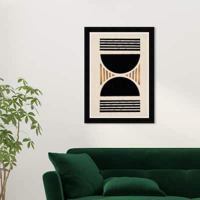 Wynwood Studio 'Hourglass' Abstract Wall Art Framed Print Shapes - Black, Gold