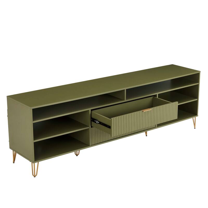 Manhattan Comfort Dumbo Mid-Century Modern TV Stand with 6 Shelves