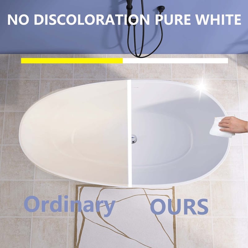 Acrylic Freestanding Flatbottom Soaking Bathtub in White