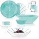 preview thumbnail 1 of 5, Luminarc Turquoise Glass Dinnerware Set of 44 for 6